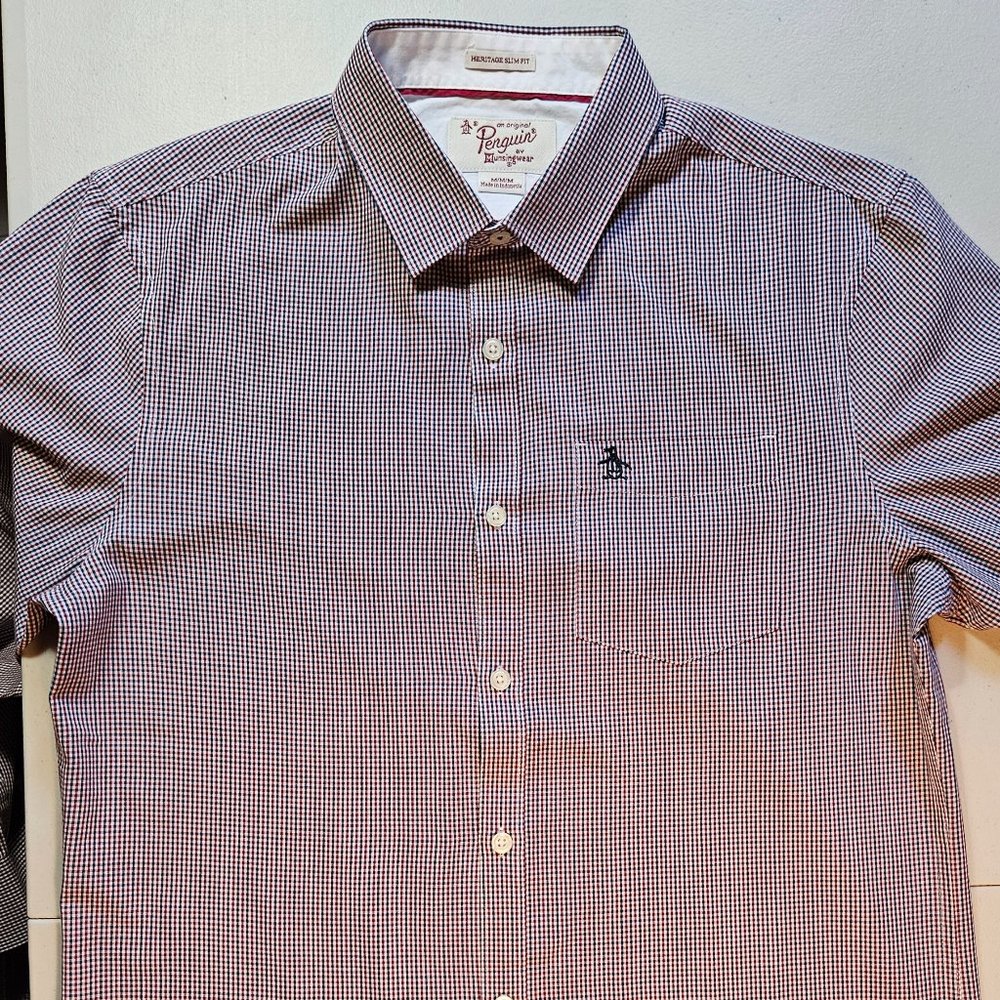 Original Penguin Brand Button LS Shirt, Men Sz M